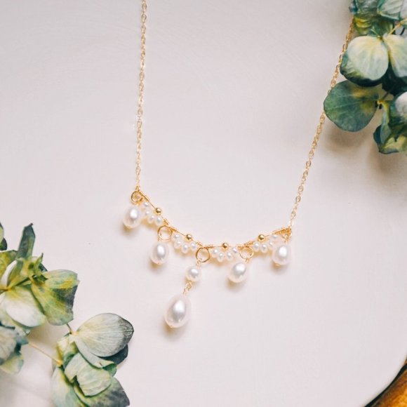 Handcrafted Genuine Freshwater Pearl Necklace Victoria Style Layered Necklace - Picture 2 of 7